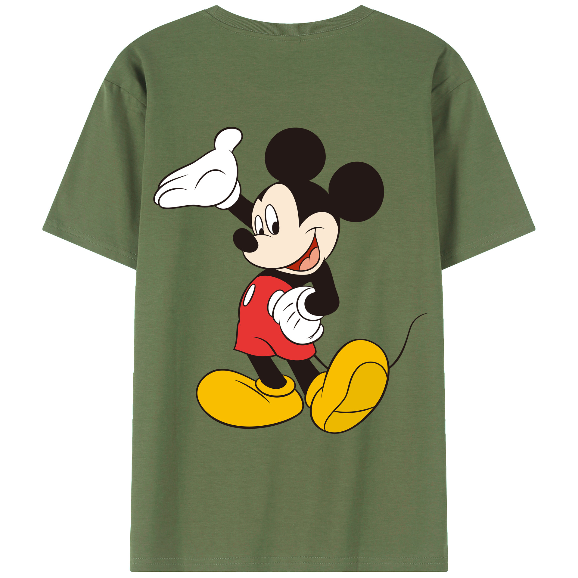 ミッキーマウス Mickey Mouse 綿100％ メンズ半袖Tシャツ（バックプリント） 通気性
